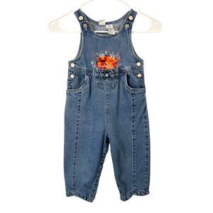 Sesame Street Girls 24M Denim Overalls W/ Elmo & Zoe Embroidery 100% Cotton GUC